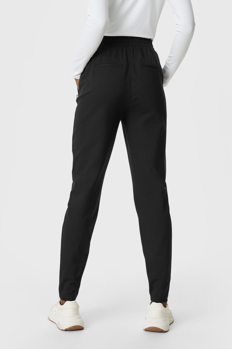  Noir Pantalons C&A Jersey Tapered Fit - france ZTH-0659634