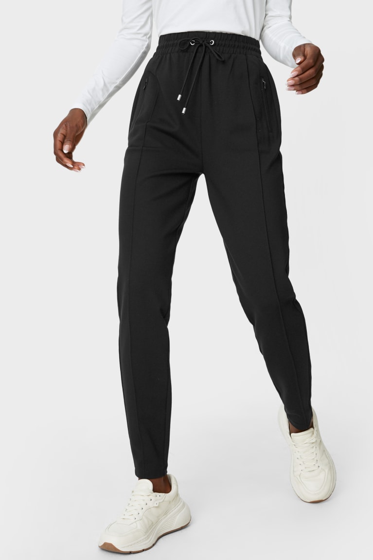  Noir Pantalons C&A Jersey Tapered Fit - france ZTH-0659634