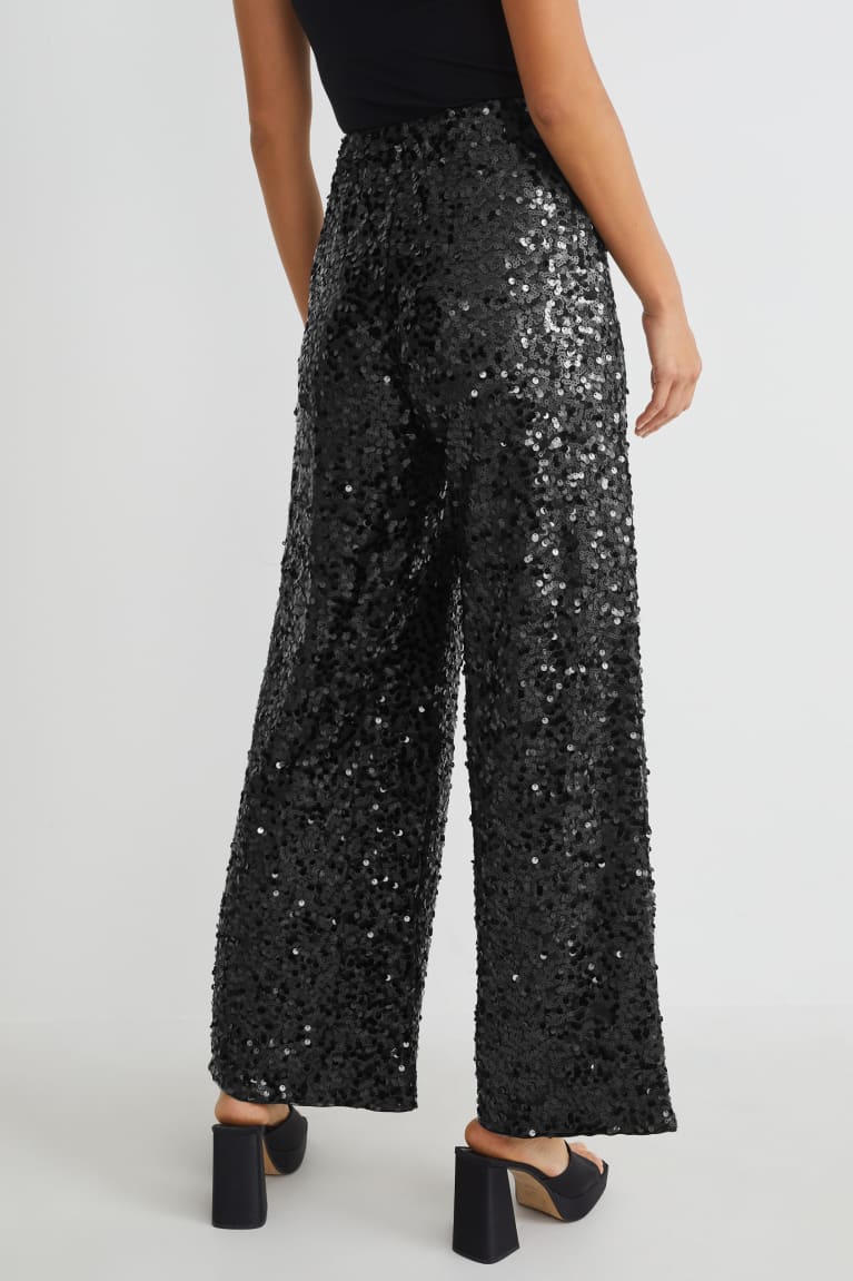  Noir Pantalons C&A Sequin - france FPT-8322998