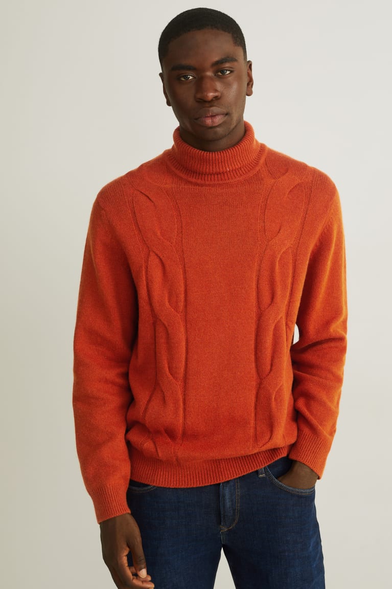  Orange Pulls C&A Polo Neck Laine Blend Recycled - france HAF-6518781