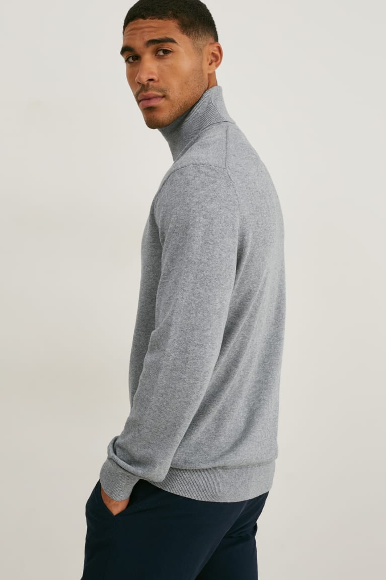  Grise Pulls C&A Polo Neck Organic Coton - france NHP-8780204