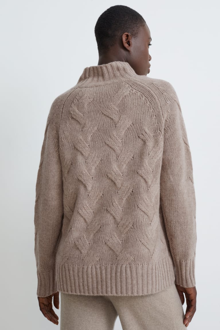  Grise Marron Pulls C&A Cashmere Cable Knit Pattern - france LSR-4036938